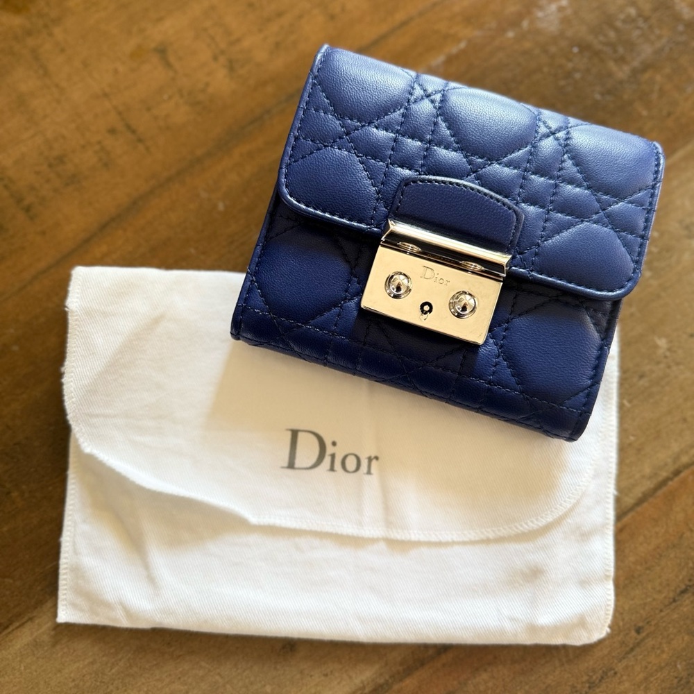 Dior Lambskin Blue Wallet